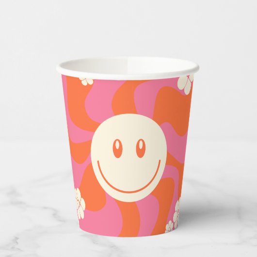 Smile - Roze, Oranje en crème Papieren Bekers (Links)