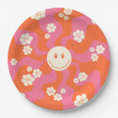 Smile - Roze, Oranje en crème Papieren Bordje (Voorkant)