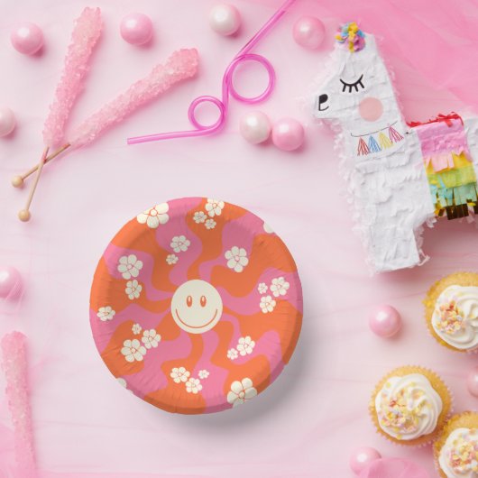 Smile - Roze, Oranje en crème Papieren Kommen (Feest)