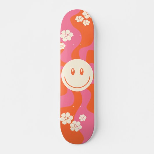 Smile - Roze, Oranje en crème Persoonlijk Skateboard (Voorkant)