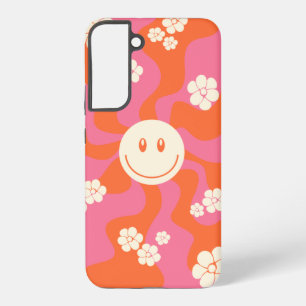 Smile - Roze, Oranje en crème Samsung Galaxy Hoesje