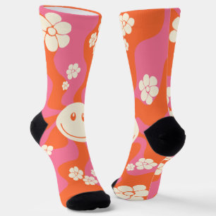 Smile - Roze, Oranje en crème Sokken