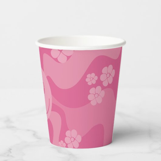 Smile - Roze Papieren Bekers (Achterkant)