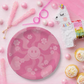 Smile - Roze Papieren Bordje (Feest)
