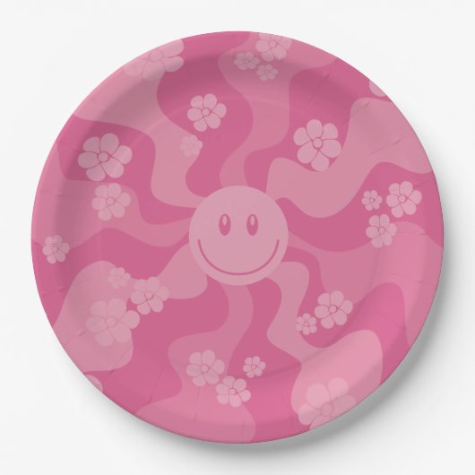Smile - Roze Papieren Bordje (Voorkant)