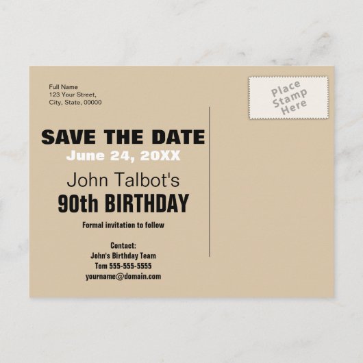 Smile Save the Date 90th Birthday Briefkaart (Achterkant)