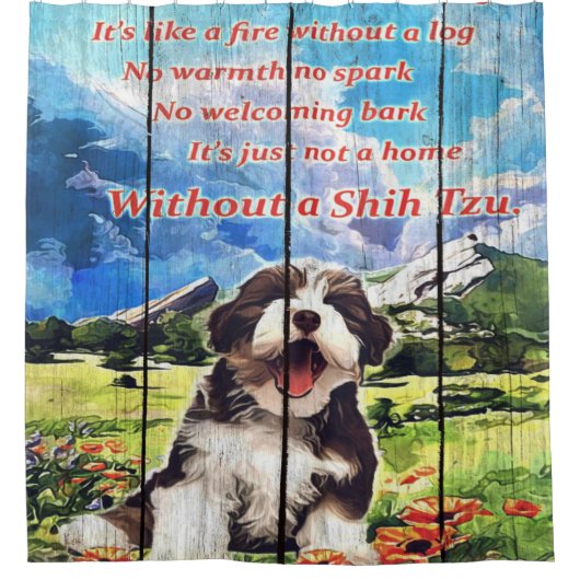 Smile Shih Tzu met prachtige landschappen Douchegordijn (Voorkant)