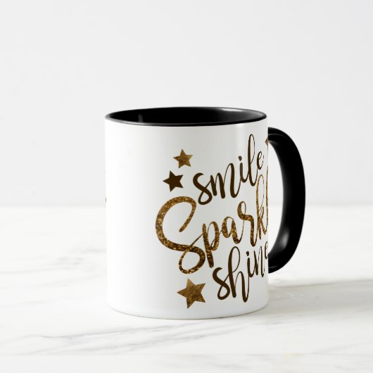 Smile, Shine, Sparkle Coffee Mok (Voorkant rechts)