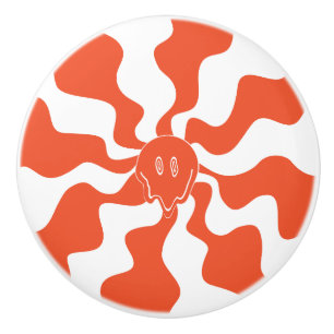 Smile Smelt in Oranje & Wit Keramische Knop