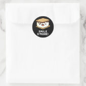 Smile Smore Funny Sweet Food Pun Dark BG Ronde Sticker (Tas)