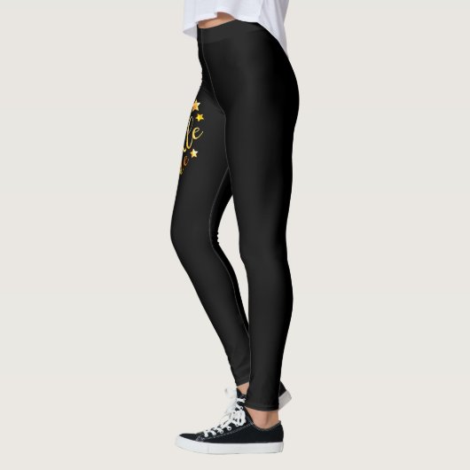 Smile Sparkle Shine Black Gold Dames Leggings (Links)