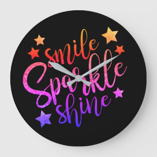 Smile Sparkle Shine Black Multi Colour Quote Grote Klok