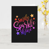 Smile Sparkle Shine Black Multi Colour Quote Kaart (Gele Bloem)