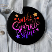 Smile Sparkle Shine Black Multi Colour Quote Ronde Button 6,0 Cm (In situ)