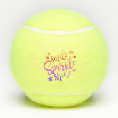 Smile Sparkle Shine Black Multi Colour Quote Tennisballen (Achterkant)