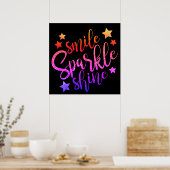 Smile Sparkle Shine Black Multi-Poster Poster (Keuken)