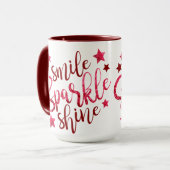 Smile Sparkle Shine Bourgogne Mok (Voorkant links)