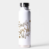Smile Sparkle Shine Gold Glitter Motivatie Wate Waterfles (Links)