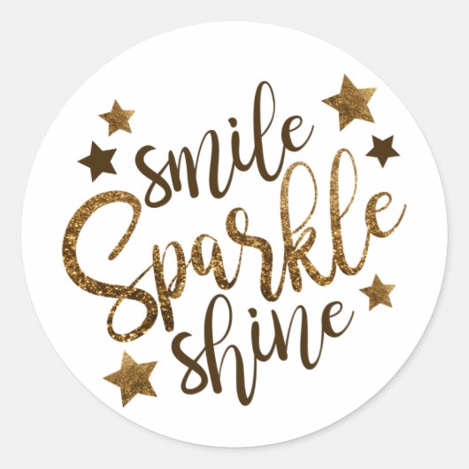 Smile Sparkle Shine Gold Stickers (Voorkant)