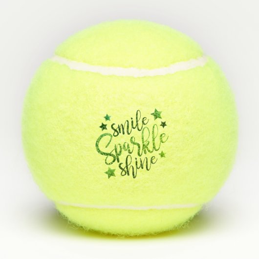 Smile Sparkle Shine Green Inspirerend Quote Tennisballen (Achterkant)