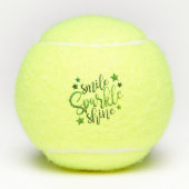 Smile Sparkle Shine Green Inspirerend Quote Tennisballen (Voorkant)