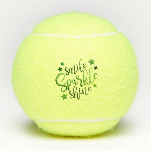 Smile Sparkle Shine Green Inspirerend Quote Tennisballen (Voorkant)