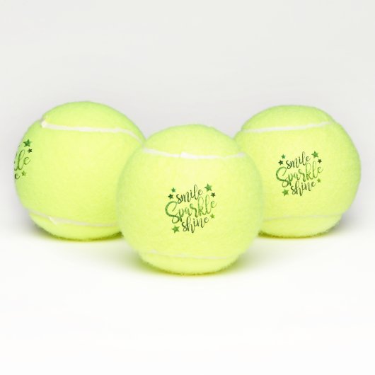 Smile Sparkle Shine Green Inspirerend Quote Tennisballen (Multi)