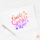 Smile Sparkle Shine Multi-Colour Motivatie Vierkante Sticker (Envelop)