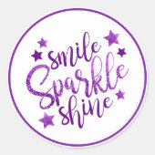 Smile Sparkle Shine Paarse Sticker (Voorkant)