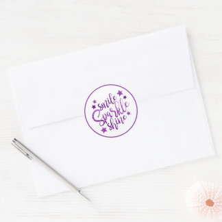 Smile Sparkle Shine Paarse Sticker