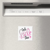 Smile Sparkle Shine Pink Glitter Motiverend Quote Magneet (Insitu (Vaatwasser))