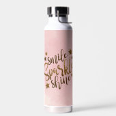 Smile Sparkle Shine Pink Gold Glitter Motivatie Waterfles (Links)