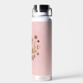 Smile Sparkle Shine Pink Gold Glitter Motivatie Waterfles (Achterkant)