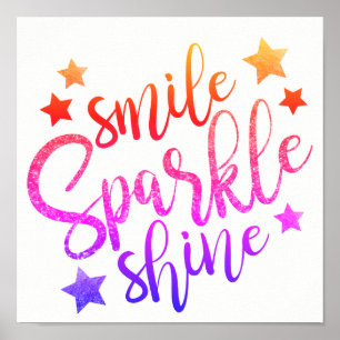 Smile Sparkle Shine - poster voor regenboogkleuren