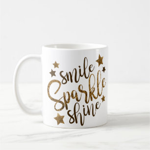 Smile Sparkle Shine Quote Inspirerend Motivation Koffiemok