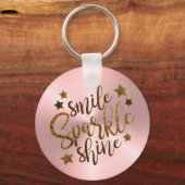 Smile Sparkle Shine Roos Gold Metallic Sleutelhanger (Achterkant)