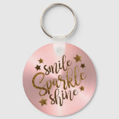 Smile Sparkle Shine Roos Gold Metallic Sleutelhanger (Achterkant)