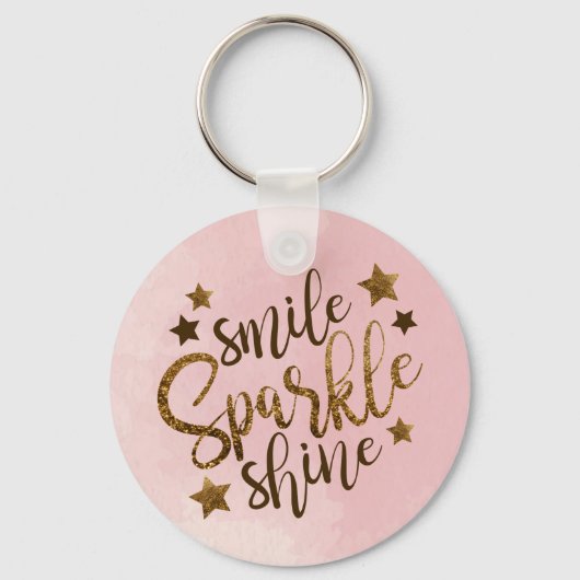 Smile Sparkle Shine Roos Gold Sleutelhanger (Voorkant)