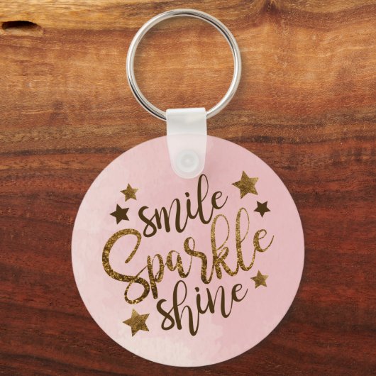 Smile Sparkle Shine Roos Gold Sleutelhanger (Achterkant)