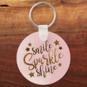Smile Sparkle Shine Roos Gold Sleutelhanger (Voorkant)