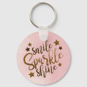 Smile Sparkle Shine Roos Gold Sleutelhanger (Achterkant)