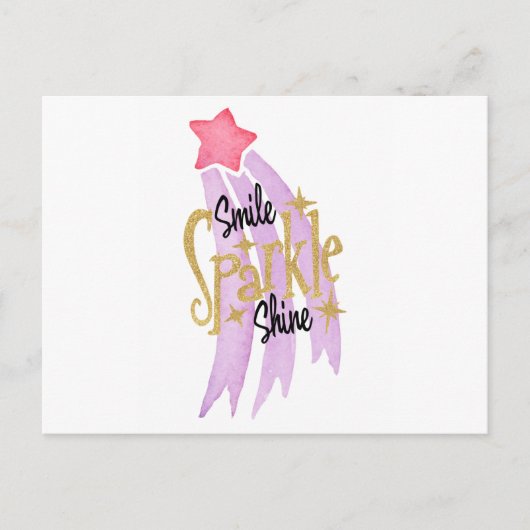 Smile Sparkle Shine Star Word Art Briefkaart (Voorkant)