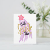 Smile Sparkle Shine Star Word Art Briefkaart (Staand voorkant)