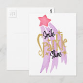Smile Sparkle Shine Star Word Art Briefkaart (Voorkant / Achterkant)