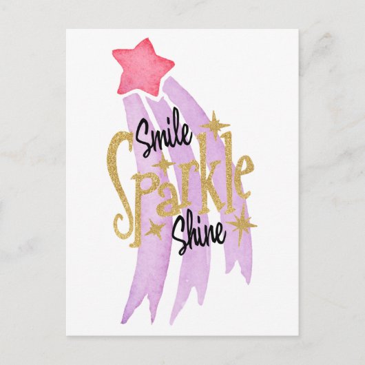 Smile Sparkle Shine Star Word Art Briefkaart (Voorkant)