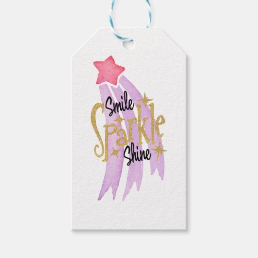Smile Sparkle Shine Star Word Art Cadeaulabel (Voorkant)