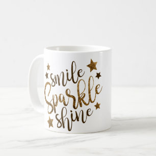 Smile Sparkle Shine - sterren mok goudletters