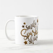 Smile Sparkle Shine - sterren mok goudletters (Links)