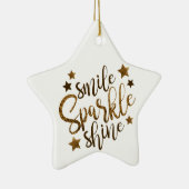Smile Sparkle Shine, sterren ornament met goudlett (Rechts)