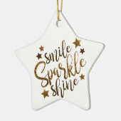 Smile Sparkle Shine, sterren ornament met goudlett (Links)